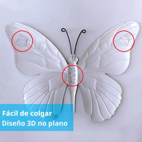 Miniatura 5 de Decoración de Pared de Mariposa de Metal - Arte Decorativo de Pared para Valla Exterior de 9,6", Decoración Colgante para Jardín y Patio, Sala