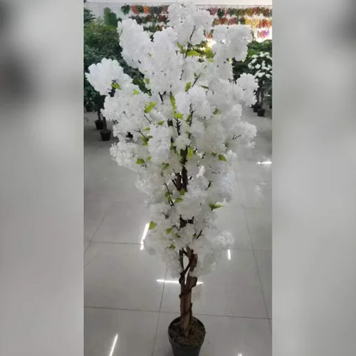 Miniatura 2 de AMERIQUE Árbol artificial de flor de cerezo blanco hermoso y realista de 5 pies, con maceta de vivero, tecnología de tacto real (AMS30389)