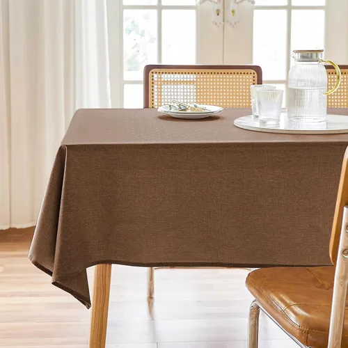 Miniatura 11 de AUSSPVOCT 2 manteles de lino texturizado para mesa rectangular, 52 x 70 pulgadas, mantel rectangular impermeable, lavable, tela para mesa