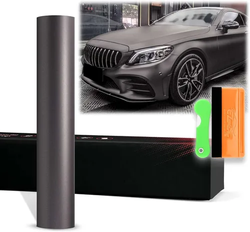 Miniatura 14 de 2 piezas de 4 x 8 pulgadas (3.9 in x 7.9 in) de selenita gris PET mate metálico vinilo adhesivo para auto auto hoja de película de película libre