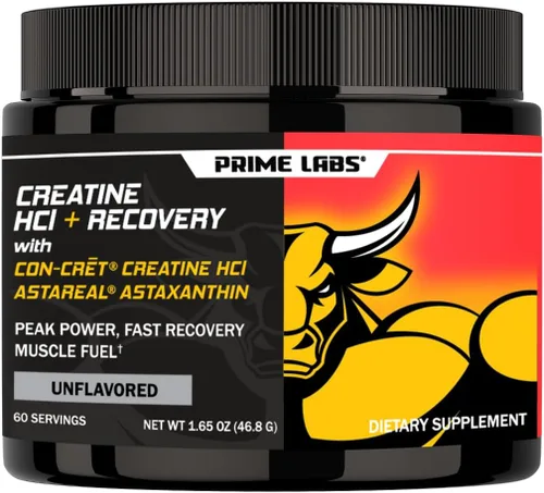 Prime Labs - Creatina HCl en polvo con Astaxantina - Apoya la recuperación muscular y la salud cerebral - Con-Cret Creatina HCl (7 veces más