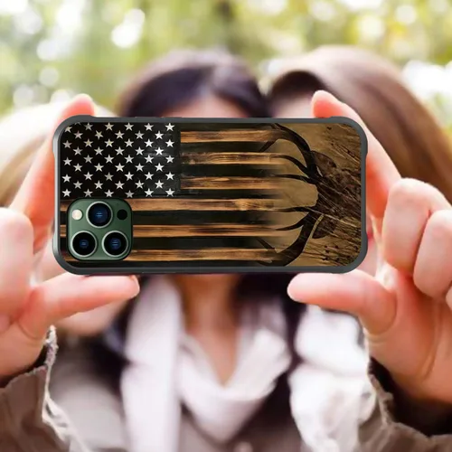 Miniatura 5 de Funda con diseño de ciervo y bandera estadounidense para iPhone 11 Pro Max - Funda protectora de poliuretano termoplástico resistente, antiarañazos