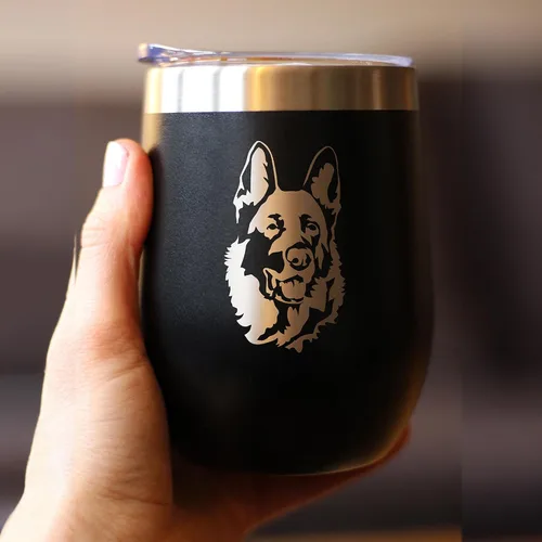 Miniatura 4 de Custom German Shepherd Personalized Wine Tumbler with Sliding Lid - Stemless Stainless Steel Insulated Cup - German Shepherds Outdoor Camping Mug