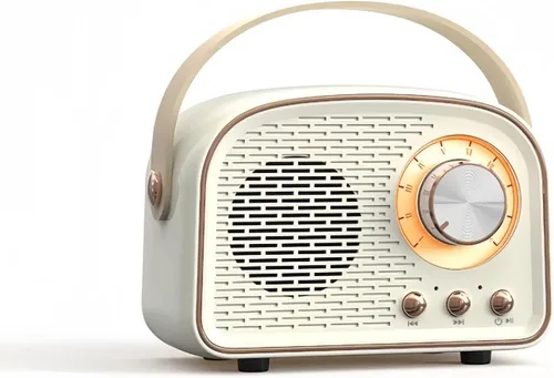 Sanpyl Altavoz Bluetooth retro, mini altavoz Bluetooth portátil compatible con doble conectividad, altavoz de decoración vintage para dormitorio,