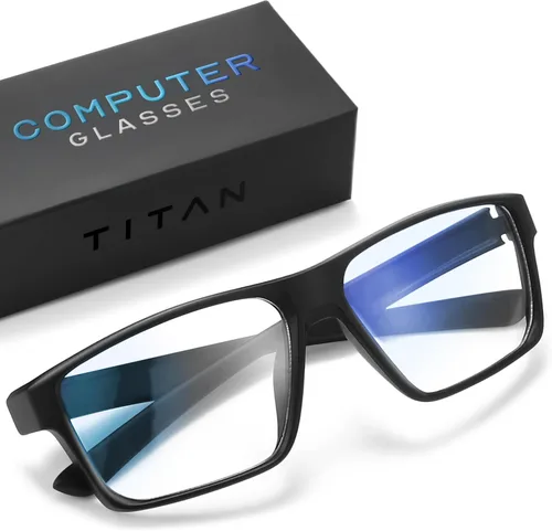 Titan - Lentes de juego anti luz azul para hombre, protección UV400, bloqueo de luz azul para computadora, fatiga ocular Negro