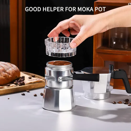 Miniatura 4 de Bincoo Moka - Dispensador de ollas con 100 piezas de papel de filtro, relleno de polvo giratorio, taza receptora de polvo, embudo, accesorios