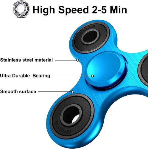 Miniatura 2 de Juguetes Spinner Fidget, Rodamientos de Acero Inoxidable de Alta Velocidad de 2 a 5 Minutos de Giro, Juguetes Spinner EDC Alivian y Reducen el Azul