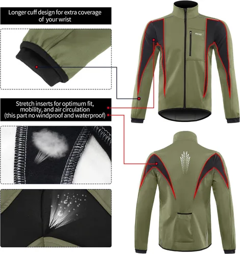Miniatura 42 de Chaqueta térmica para ciclismo (tejido Softshell, resistente al viento, impermeable, 15K) de ARSUXEO