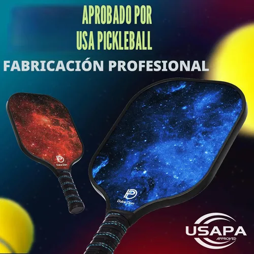Miniatura 2 de Dulce DOM Juego de 2/4 palas de pickleball aprobadas por USAPA, 4 bolas de pickleball para interiores y exteriores, raqueta de superficie de fibra