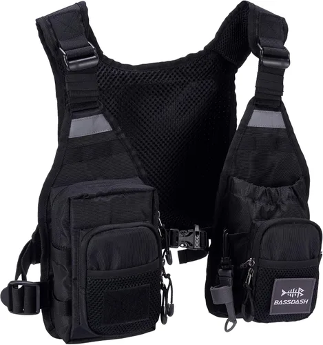 Miniatura 10 de BASSDASH FV08 Chaleco ultraligero de pesca con mosca para hombres y mujeres Paquete de pecho portátil Talla única para la mayoría