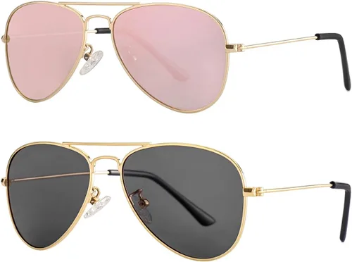 Miniatura 83 de Gleyemor Lentes de sol polarizados estilo aviador para niños y niñas, jóvenes, adolescentes, dos tamaños de 1.969 in y 2.047 in