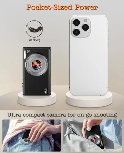 Miniatura 7 de Cámara digital, cámara de vlogging 4K para cámaras de enfoque automático de YouTube para fotografía con zoom digital de 16X, cámara digital compacta