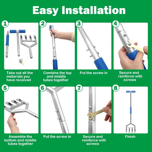 Miniatura 3 de Herramienta de aireación manual para césped, herramienta de aireación de césped con 4 dientes huecos, aireador de suelo de mano para el cuidado