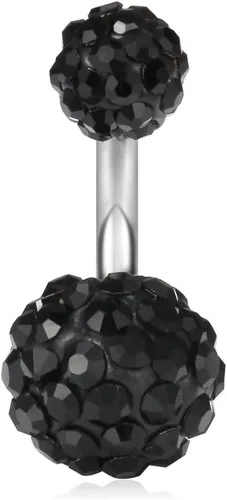 Miniatura 5 de Ruifan 14G 0.236 in 1/4 pulgadas 316L Acero quirúrgico cristal ferido CZ corto ombligo aretes de ombligo anillos de botón 4-6 piezas