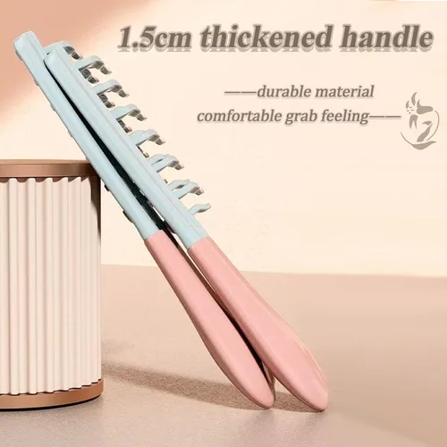 Miniatura 5 de Peine de dientes anchos de doble fila para mujer, peine desenredante de dientes grandes para cabello rizado y permanente, herramienta de peinado