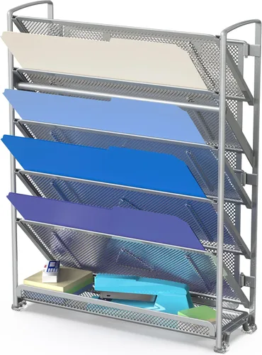 Simple Houseware Organizador de 6 niveles para documentos con bandejas para cartas, para montaje en pared, color plateado Plata