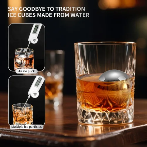 Miniatura 3 de Juego de 4 esferas de hielo de acero inoxidable reutilizables, esferas de cubitos de hielo para bebidas, piedras de whisky, regalos para hombres