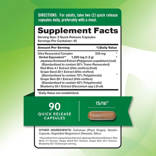 Miniatura 2 de Nature's Truth Complejo de resveratrol 90 cápsulas Suplemento sin OMG y sin gluten