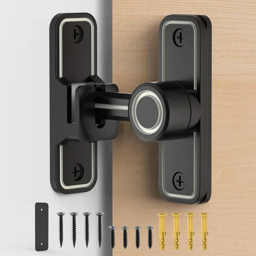 Miniatura 13 de Cerradura de puerta corredera de granero, cerraduras de 90 grados para puertas de granero, cierres de puerta abatible para granero, jardín, baño