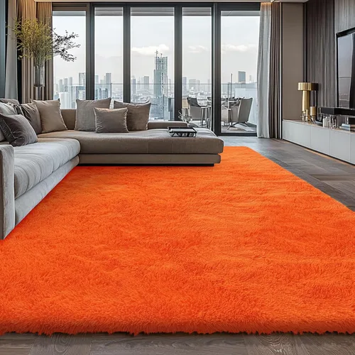 Miniatura 9 de Alfombra peluda para dormitorio, sala de estar, 2 x 6 pies, antideslizante, esponjosa, suave, alfombra lanuda beige y blanca para sala de estar