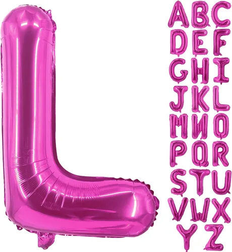 Miniatura 19 de Lovoir Globos grandes de 40 pulgadas de color rosa intenso con la letra H de gran tamaño, globo de helio de aluminio de Mylar para decoración
