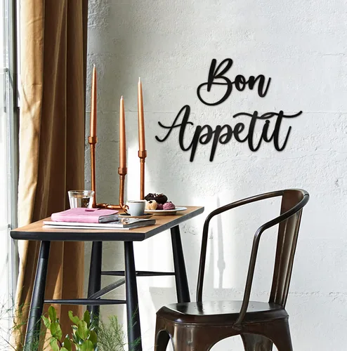Miniatura 7 de Vivegate Bon Appetit - Decoración de pared de metal – 17 x 12 pulgadas, diseño moderno y bonito de granja, arte de pared de metal para colgar