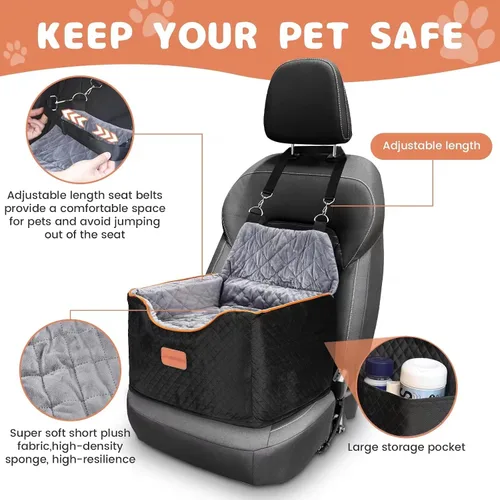 Miniatura 3 de AlfaTok Asiento de Coche para Perros de Espuma Viscoelástica con Funda Lavable y Desmontable, Asiento de Coche para Mascotas Elevado, Asientos