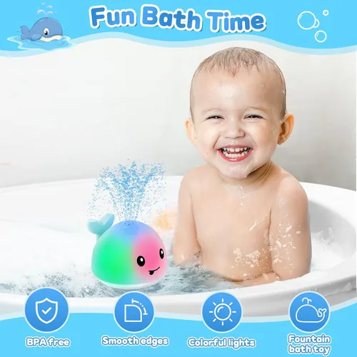 Miniatura 3 de Juguetes de baño para bebés de 1 a 3 años, juguetes de agua de piscina para bebés de 1, 2, 3 años, juguete de baño de ballena, juguete de baño
