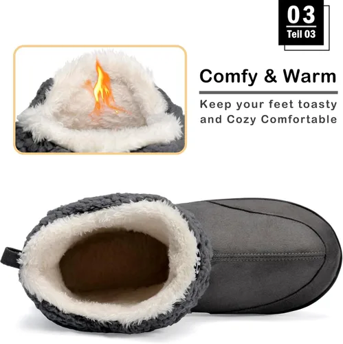 Miniatura 4 de JEBUKTXE Botas de invierno para hombre y mujer, botas de invierno para interiores y exteriores, pantuflas de felpa con espuma viscoelástica