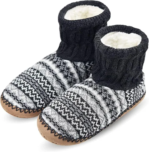 DICUIRD Calcetines tipo pantufla para hombre, con forro de sherpa mullido, suela gruesa y suave, pantuflas acogedoras y cálidas para interiores con
