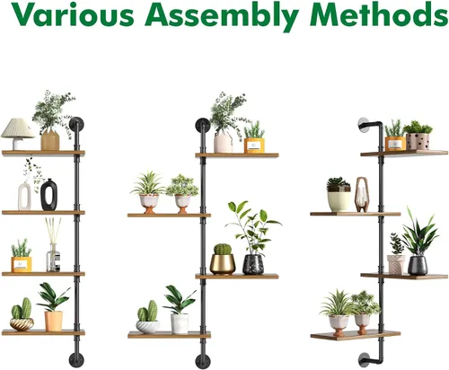 Miniatura 4 de YQSLYSF Soporte de esquina de metal de madera de 4 niveles, estante flotante para decoración de jardín interior (lote de hasta 8 pulgadas)