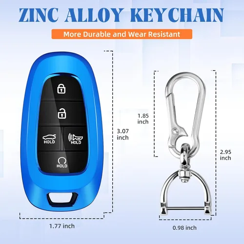 Miniatura 3 de QBUC para Hyundai Funda para llavero, Funda protectora de TPU suave de 360 grados con llavero compatible con Hyundai Sonata Santa fe Tucson 2022 Azul