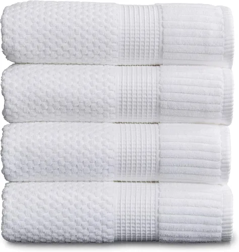 Miniatura 79 de NY Loft Juego de 4 toallas de baño 100% algodón, supersuaves y absorbentes, de secado rápido, 30 x 52 pulgadas, algodón texturizado y duradero