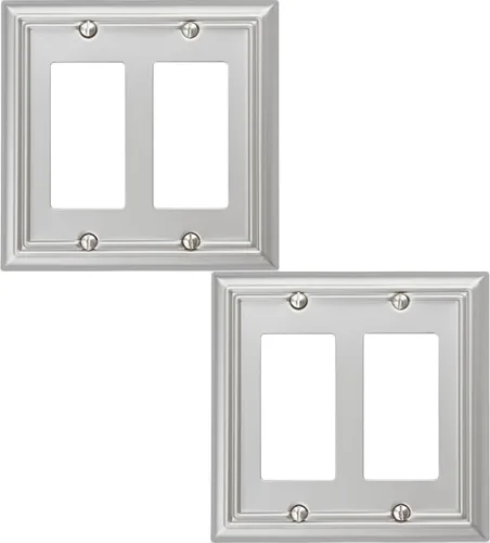 Miniatura 15 de OKAWYC Adler - Placa de pared metálica para interruptor de luz de palanca individual, paquete de 4 unidades de níquel cepillado de 1 banda, cubierta