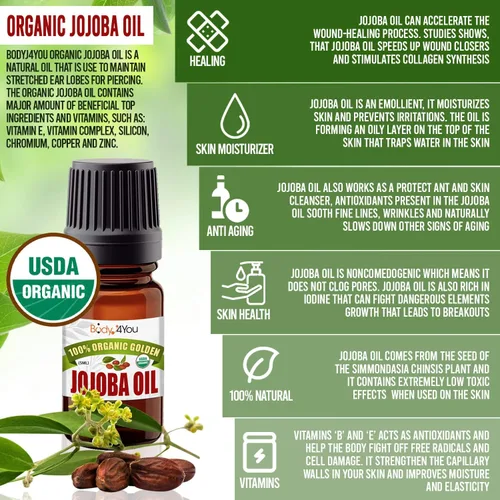 Miniatura 2 de BodyJ4You Kit de 37 medidores grandes para el cuidado posterior del lóbulo del oído bálsamo de aceite de jojoba Tapones expansibles de túnel de una