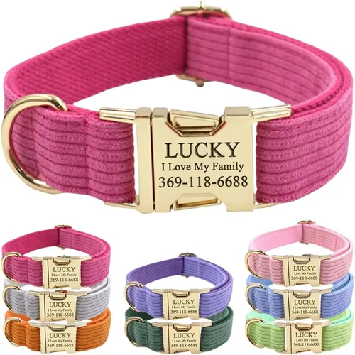 Miniatura 16 de PETDURO Collar de perro personalizado en púrpura claro de luxo suave - Cordón de cordero - Collar personalizado con nombre y teléfono grabados