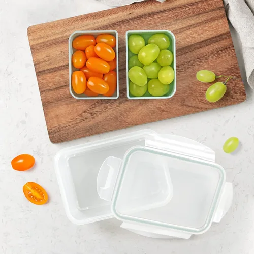 Miniatura 5 de carrotez Recipientes de almacenamiento de alimentos con 2 compartimentos removibles, recipientes para bocadillos con tapas herméticas, control