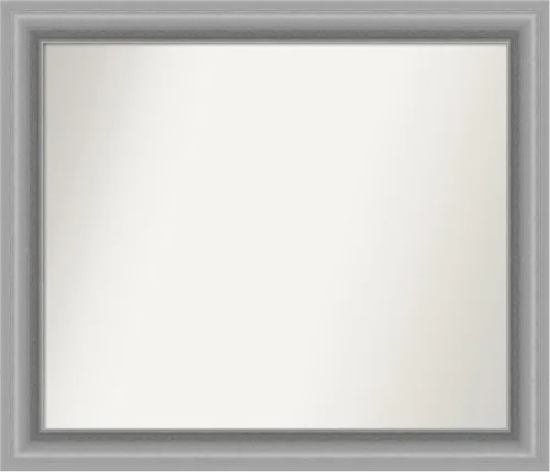Miniatura 299 de Amanti Art Espejo de baño plateado para sobre fregadero, 26 x 26 pulgadas, espejo cuadrado de níquel pulido, marco de madera tradicional mediano, se