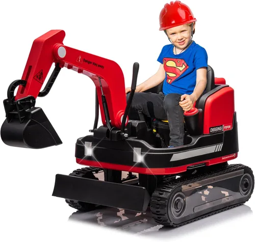 Miniatura 10 de JOYLDIAS Retroceder y avanzar en 360 grados, excavadora y bulldozer para montar, juguete con batería de 12V12AH, retroexcavadora con diseño