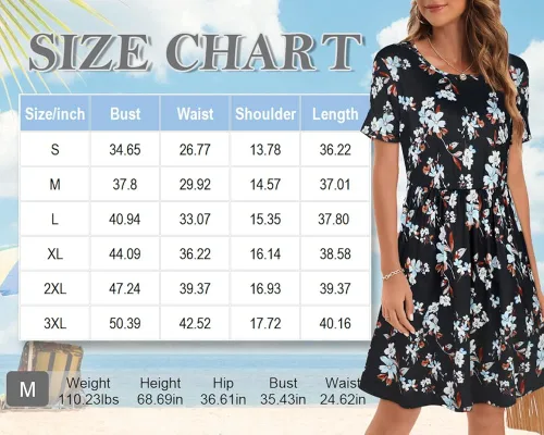 Miniatura 6 de elescat Vestidos de verano para mujer, estilo casual, con vuelo, ajuste holgado, con bolsillos