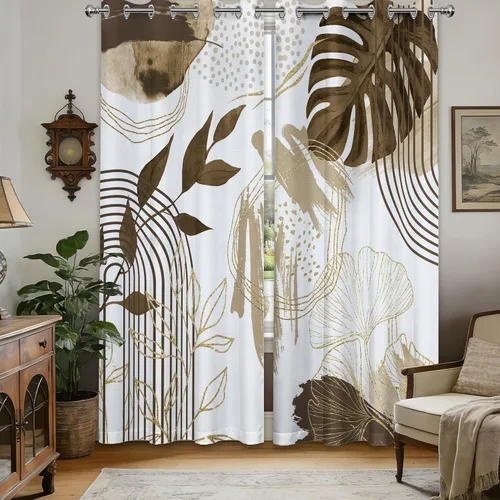 Miniatura 39 de Cortinas opacas negras y doradas, cortinas modernas de mediados de siglo para dormitorio, sala de estar, 63 pulgadas de largo, juego de 2 paneles