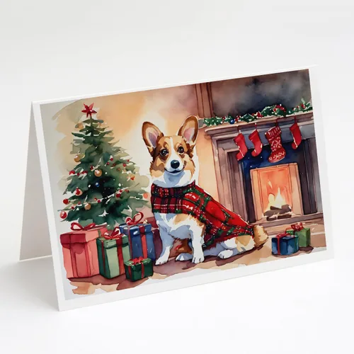 Miniatura 149 de Caroline's Treasures DAC2753GCA7P Paquete de 8 tarjetas de felicitación navideña acogedora de Husky siberiano Tarjetas en blanco con sobres