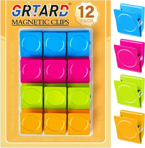 Miniatura 10 de Grtard Paquete de 8 clips magnéticos coloridos, clips magnéticos fuertes para nevera, clips magnéticos de metal para refrigerador, taquilla, pizarra