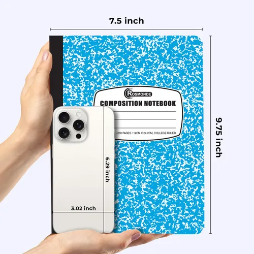 Miniatura 3 de Rosmonde 12 paquetes de cuadernos de composición universitarios con reglas, 200 páginas (100 hojas), 9-3/4 x 7-1/2, cuadernos de composición de tapa