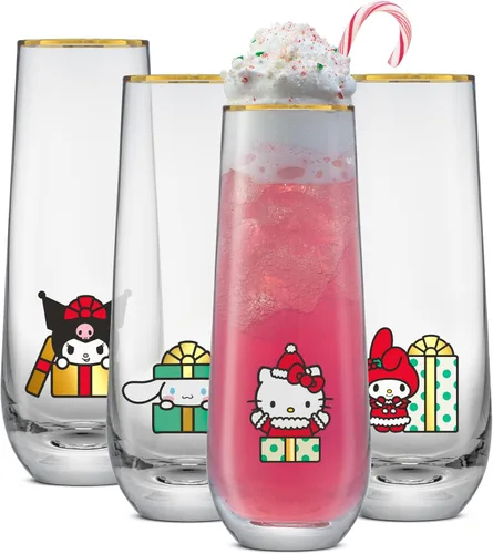 Miniatura 9 de JoyJolt Milo Copas de champán sin tallo, juego de 4 vasos de cristal. 9.4 onzas. Juego de copas de champán. Copas de vino prosecco, juego de copas
