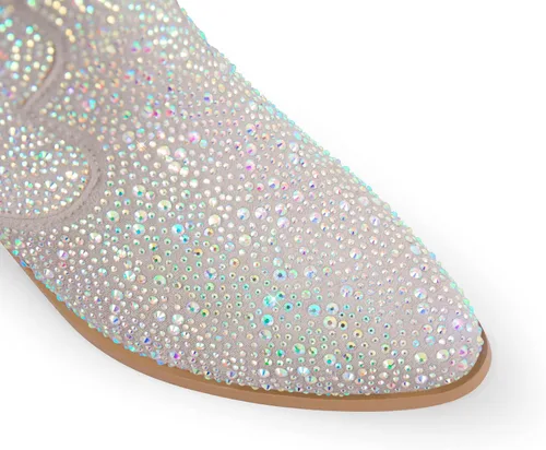 Miniatura 5 de Richealnana Botas de tacón grueso con diamantes de imitación para mujer