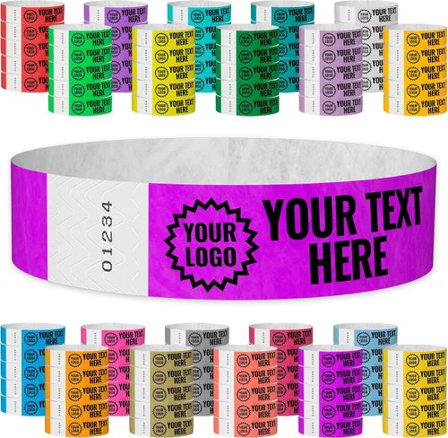 Miniatura 13 de WristCo Pulseras de Impresión Personalizada Azul Neón – 2,000 Unidades Tyvek ¾" x 10" – Añade Cualquier Texto, Logotipo e Imagen y Recibe Pulseras