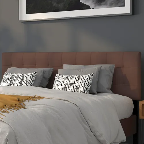 Miniatura 15 de BizChair Cabecero tapizado acolchado de tamaño matrimonial en tela negra Negro
