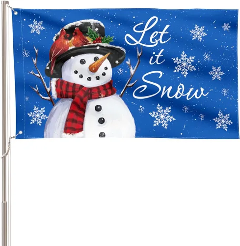 Miniatura 14 de AVOIN colorlife Deje que nieve muñeco de nieve copo de nieve bandera de Navidad de jardín 12x18 pulgadas de doble cara, bandera decorativa de granja