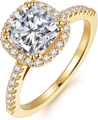Miniatura 3 de HAFEEZ CENTER Engagement Rings for Women, Promise Rings for Women, Rings, Rings for Women, 2.5ct Cushion Cut Yellow Gold Plated Engagement Rings